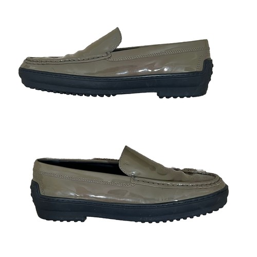 TOD’S Mocassino Tod's in pelle verniciata oliva da donna taglia EU 38 5 US 8 5 mocassino da guida