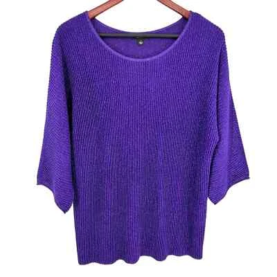 Suéter Blusa Camisa Top Negocios Tropical Alfani Talla Grande Púrpura Brillante Tejido Foto 1 de 4