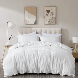 Chezmoi Collection Yuki Cotton Clip Jacquard Tufted Basket Weave Duvet Cover Set - Picture 1 of 10