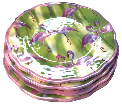 Platos de cena Cynthia Rowley Pink Flamingo 4 piezas MELAMINA 4 ea Foto 1 de 4