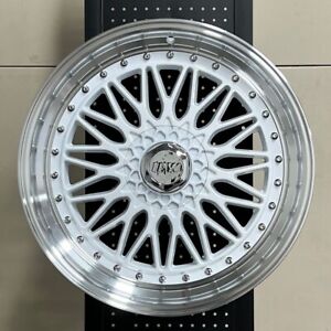 20" EURO RS STYLE WHITE WHEELS RIMS STAGGERED 20X8.5/9.5 5X120 5X114.3 +35