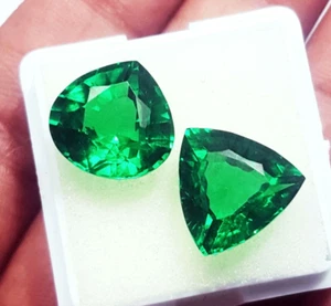 Natural Green Garnet Pear Cut 16+ Ct Certified Pair Loose Gemstone ~ Free Gift - Picture 1 of 6