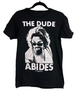 Big-Lebowski T-Shirt The-Dude-Abides Graphic Tee Black Size Small - Picture 1 of 4