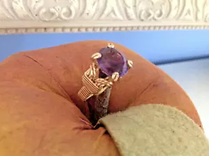 Amethyst Ring Wrapped in 14K Gold Wire - Picture 1 of 5