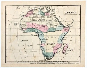 1849 AFRICA Map ORIGINAL (9x7) Pratt & Woodford Morocco Egypt - Picture 1 of 3