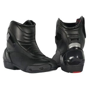 Scarpe stivaletti stivali bassi in pelle di da per moto con protezioni e sliders - Bild 1 von 6