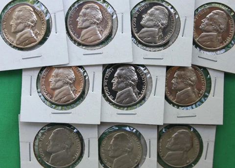 1970 - 1979 10 Coin Set Proof Jefferson Nickel Lot 5c Coins Collection Five Cent Cover