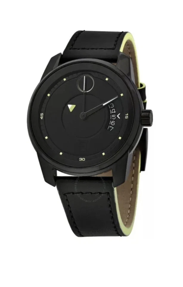 Brand New Movado Bold Men’s Verso Black Dial Black Leather Strap Watch 3600696 - Image 1 of 4