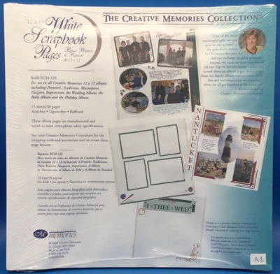 MEMORIAS CREATIVAS RCM-12S 12x12 Blanco Álbum de Recortes Páginas 15 Hojas 30 Páginas NUEVO Foto 1 de 4