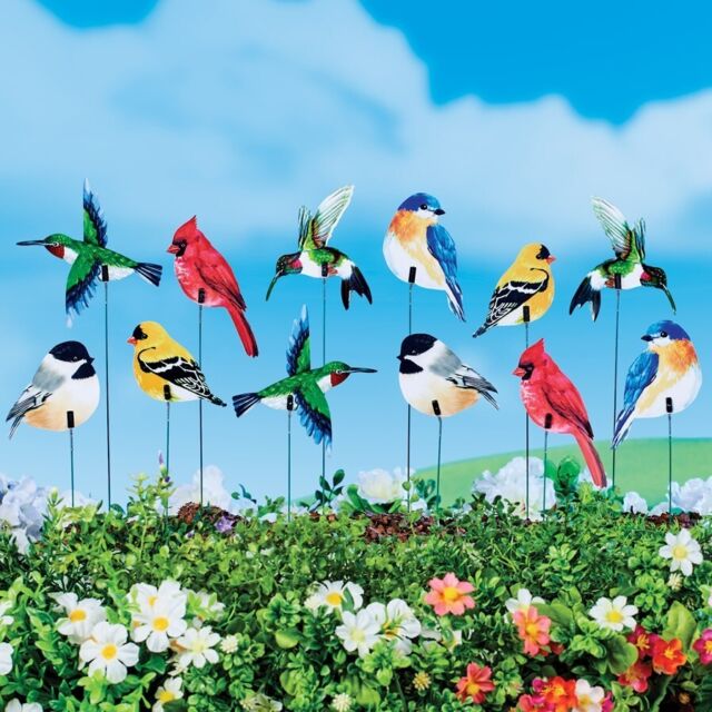 BESPORTBLE 1pc Painted Spring Bird Ornament Flower Art Bird Stake Sign  Decorative Yard Stakes Animal Lawn Signs Painted Garden Stakes Animal Sign