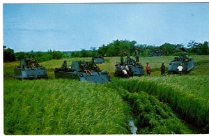 1960's VIETNAM POSTCARD:  ARMY TANKS DEPLOYED IN THE RICE PADDIES, SOUTH VIETNAM - Picture 1 of 2