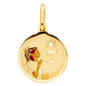 Precious Stars 14k Yellow Gold Girl's First Communion Pendant - Picture 1 of 2