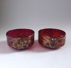 Antique Venetian Salviati Cranberry Glass Cherub Bowls. Italy Copper Aventurine