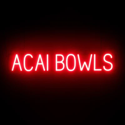 SpellBrite ACAI BOWLS Sign | Neon Acai Bowls Sign Look, LED Light | 37.2" x 6.3" - Image 1 of 4