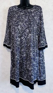 Simply Vera Wang Pull Over Nachthemd 3/4 Ärmel Größe L schwarz lila weiß - Bild 1 von 17