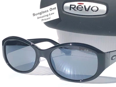 NUEVO Gafas de sol Revo GRACE PETITE negras brillantes polarizadas grises lentes espejadas 1249 01 GY Foto 1 de 4