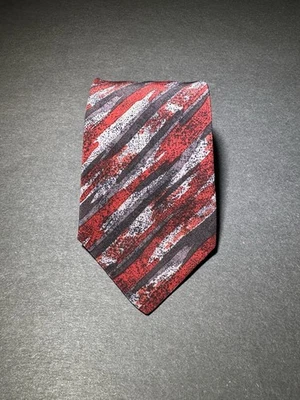 Vintage Valentino Men’s Red Blk Grey Silk Necktie Pre-owned  - Imagem 1 de 4