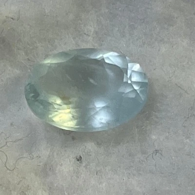 One Aquamarine Oval Faceted  14x10x6.5mm 5.75tcw Pale Blue - Image 1 of 4