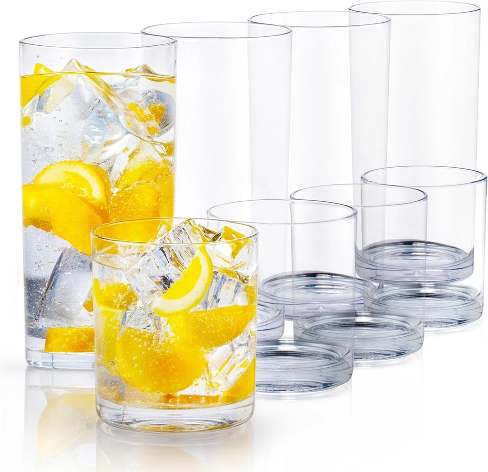 Vasos de plástico irrompibles de 8 piezas - vasos sin BPA de 12/16 oz Foto 1 de 4