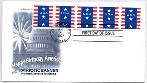 #4158 PATRIOTIC RED WHITE & BLUE BANNER STAMP FIRST DAY OF ISSUE, ARTCRAFT FDC - Picture 1 of 1