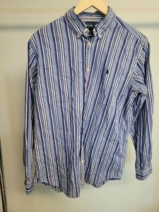 Ralph Lauren Button Down Shirt Mens XL Blue Striped Long Sleeve Classic Fit - Picture 1 of 5