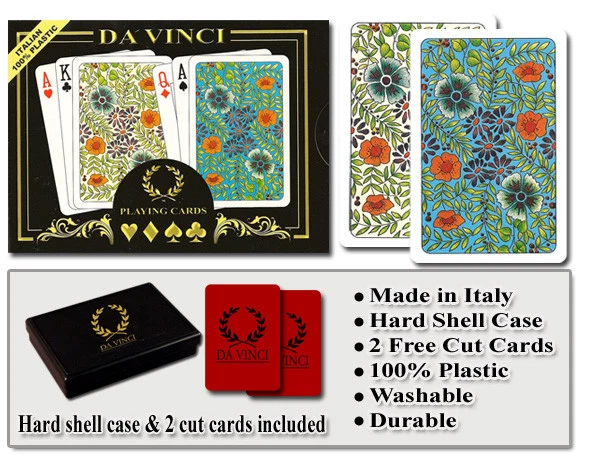 DA VINCI Fiori 100% Plastic Playing Cards - Bridge Size Regular Index - Image 1 of 3