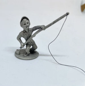 Spoontiques Pewter Boy Fishing 1979 Vtg - Picture 1 of 3