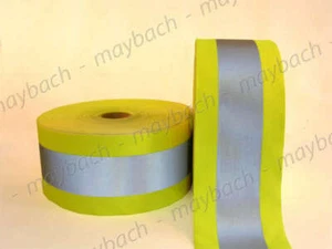 REFLECTIVE MATERIAL FABRIC tape sew-on 4.5 INCH lime - Picture 1 of 2