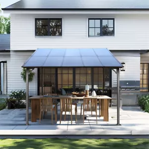 Heavy Duty 10x10ft Outdoor Pergola Gazebo Wall-Mounted Lean to Metal Awning - Picture 1 of 22