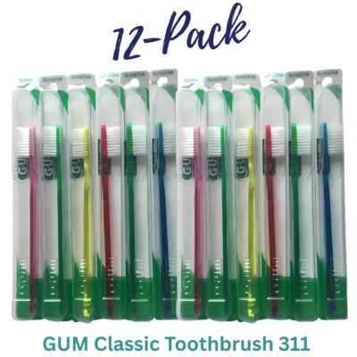 12-PACK GUM Classic Toothbrush 311, Compact, Slender Head, Soft 3-Row Bristles - Image 1 of 2