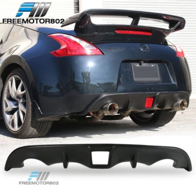 Fits 09-20 Nissan 370z Z34 PP Unpainted Black Rear Bumper Diffuser - Image 1 of 4