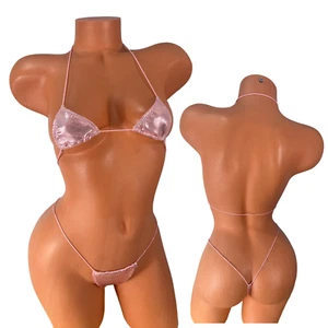 Bikini extreme micro one size exotic dancewear tanning sexy metallic baby pink - Picture 1 of 4