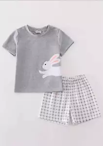 Apliques bordados bordados Tw de conejitos gris de Pascua gris Pascua boutique para niños - Imagen 1 de 9
