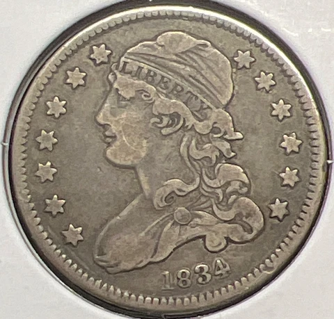 1834 CAPPED BUST SILVER QUARTER GRADES CHOICE VF  ACTUAL COIN #C13607 Cover