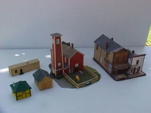 HO SCALE FIRE HOUSE - GENERAL STORE & CLOCK SHOP - ALL WOOD BUILT-UP BUILDINGS - Picture 1 of 21