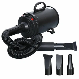 Portable Pet Dog Hair Dryer Grooming Adjustable Temperature W/3 Nozzle Black - Picture 1 of 12