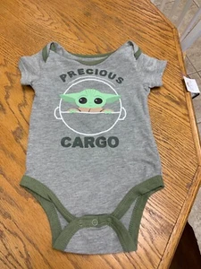 NWT Infant Baby STAR WARS BABY YODA One piece 6-9 mo.- Gray Green White Tan - Picture 1 of 7