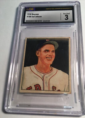 1950 CSG Very Good 3 Earl Johnson #188 Boston Red Sox - Image 1 of 4