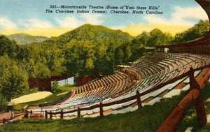 1940 Mountainside Theatre Cherokee North Carolina NC Leinen Postkarte - Bild 1 von 2