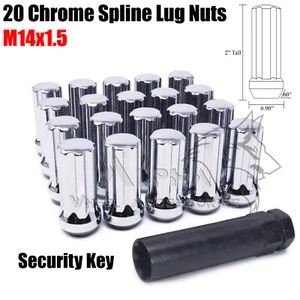 20Pc 14x1.5 Chrome Spline Lug Nuts 2" For 2017 and Newer Honda Civic Type R FK8 - Picture 1 of 5