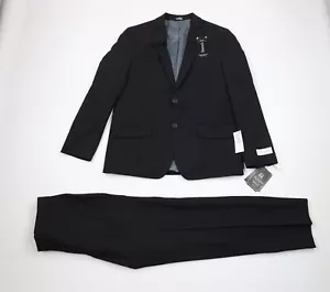 New Streetwear Mens Size 40 Short Slim Fit 2 Piece Stretch Wedding Suit Black - Picture 1 of 20
