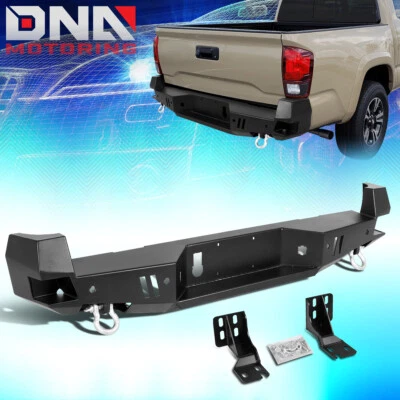 FOR 2016-2020 TOYOTA TACOMA REAR STEEL STEP BUMPER FACE BAR W/D-RING SHACKLES - Image 1 of 4