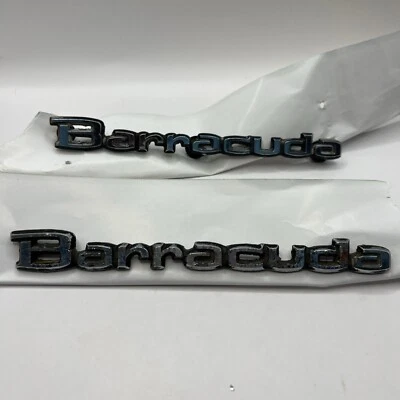 Pair 1971 1972 1973 1974 Plymouth Barracuda Door Tail Panel Emblem 3505456 18700 - Image 1 of 4