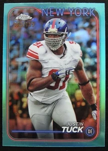 2024 Topps Chrome Football Justin Tuck Aqua Refractor Auto /199 (RC) - Picture 1 of 3