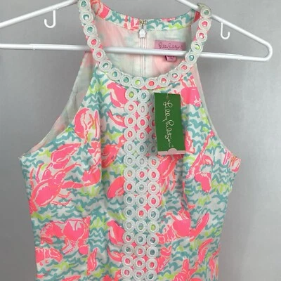 Lilly Pulitzer Pop Up Lobstah Roll Pearl Shift Dress Lace Detail Size 0 Nwt Flaw - Image 1 of 4