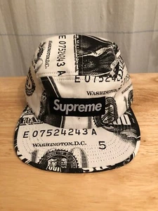 Supreme Franklin White Black Money Camp Hat Cap FW13 Neu ohne Etikett - Bild 1 von 7