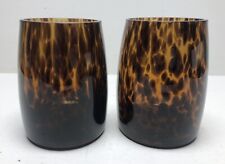 2 PartyLite Tortoise Shell Votive Candle Holders, Amber Color