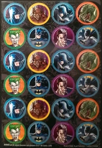 BATMAN STICKERS "2 SHEETS OF 24" 3/4" ROUND EACH ONE TOTAL 48 STICKERS - Picture 1 of 2