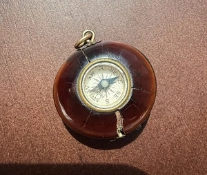Antique Compass Fob Charm Pendant Unique & Hard To Find As Is - Picture 1 of 7