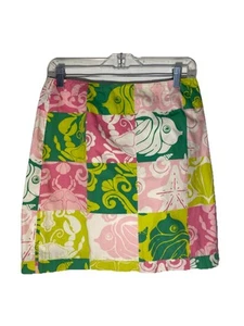 LILLY PULITZER Womens Size 4 Vintage Patchwork Seascape Design Cotton Skirt - Picture 1 of 4